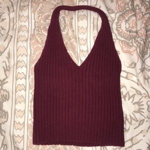 Red halter crop top